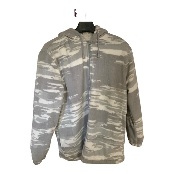 Classic Editions Camo Hoodie Full Zip Jacket Unisex Sz: M GREY WHITE Long Sleeve - Picture 5 of 11